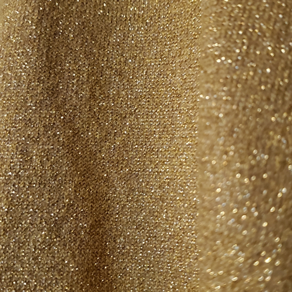 Metallic Gold V-Neck Sweater Metro 7 Seven Medium Mob Mafia Wife - Picture 3 of 6